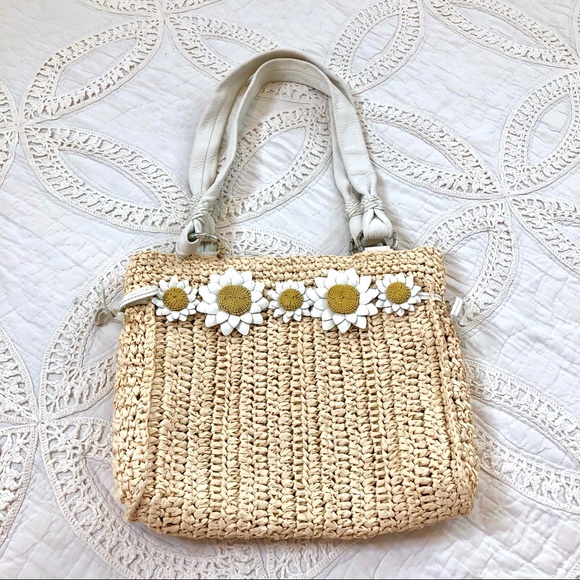 Brighton Handbags - Brighton Daisy Rattan Handbag Woven Flower Purse